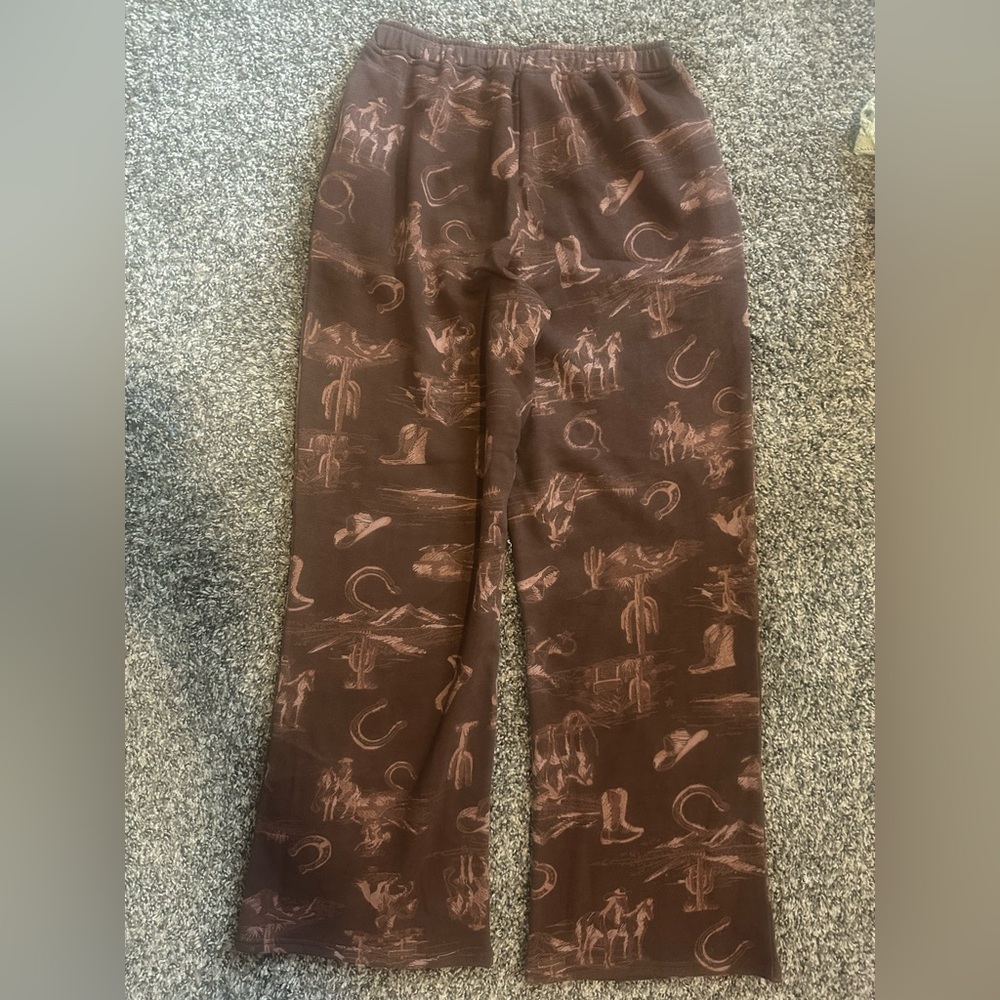J.O.A. Ladies Brown Western Print Joggers